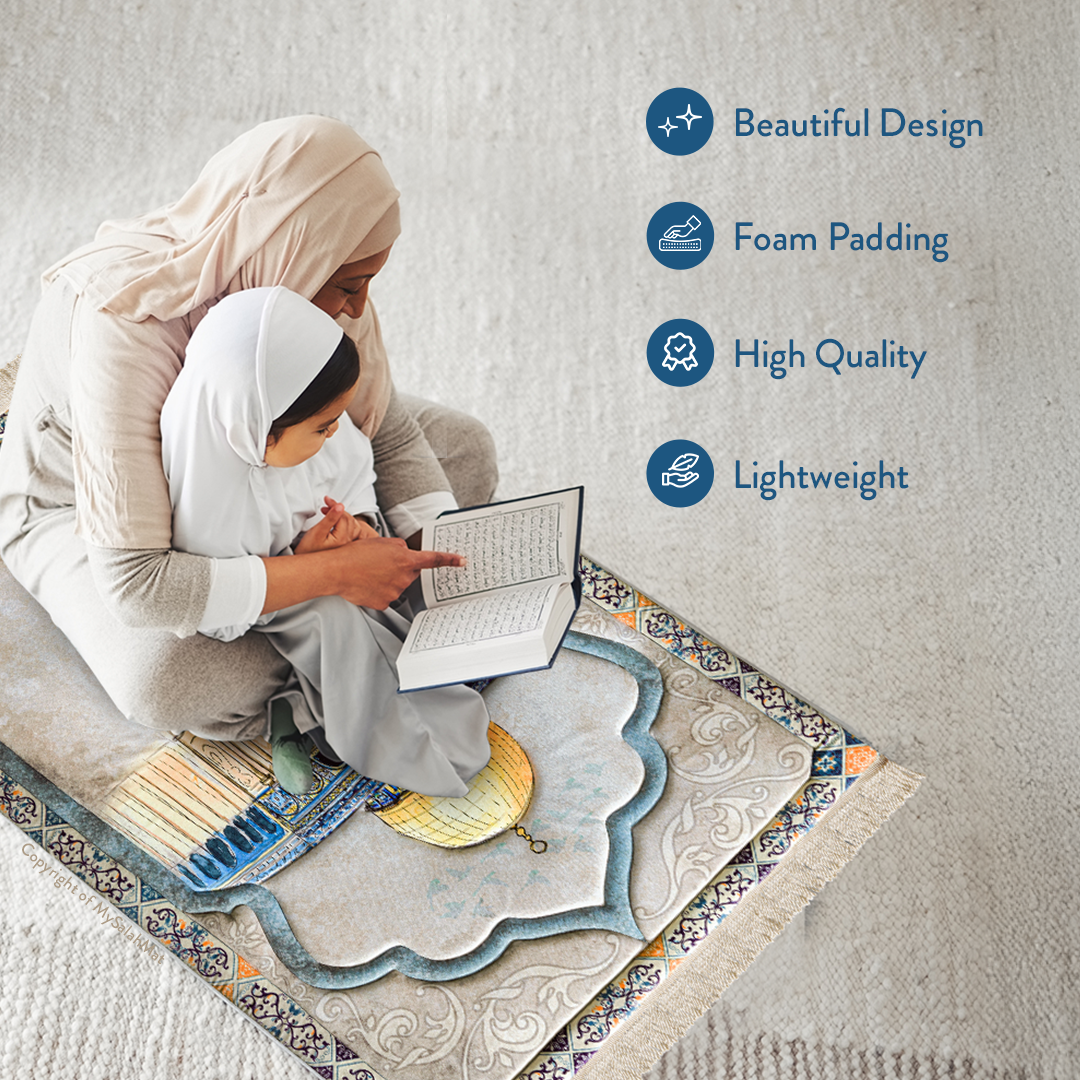 Adult Premium Padded Prayer Mat with Dome of the Rock Design | Urban Rugs UK