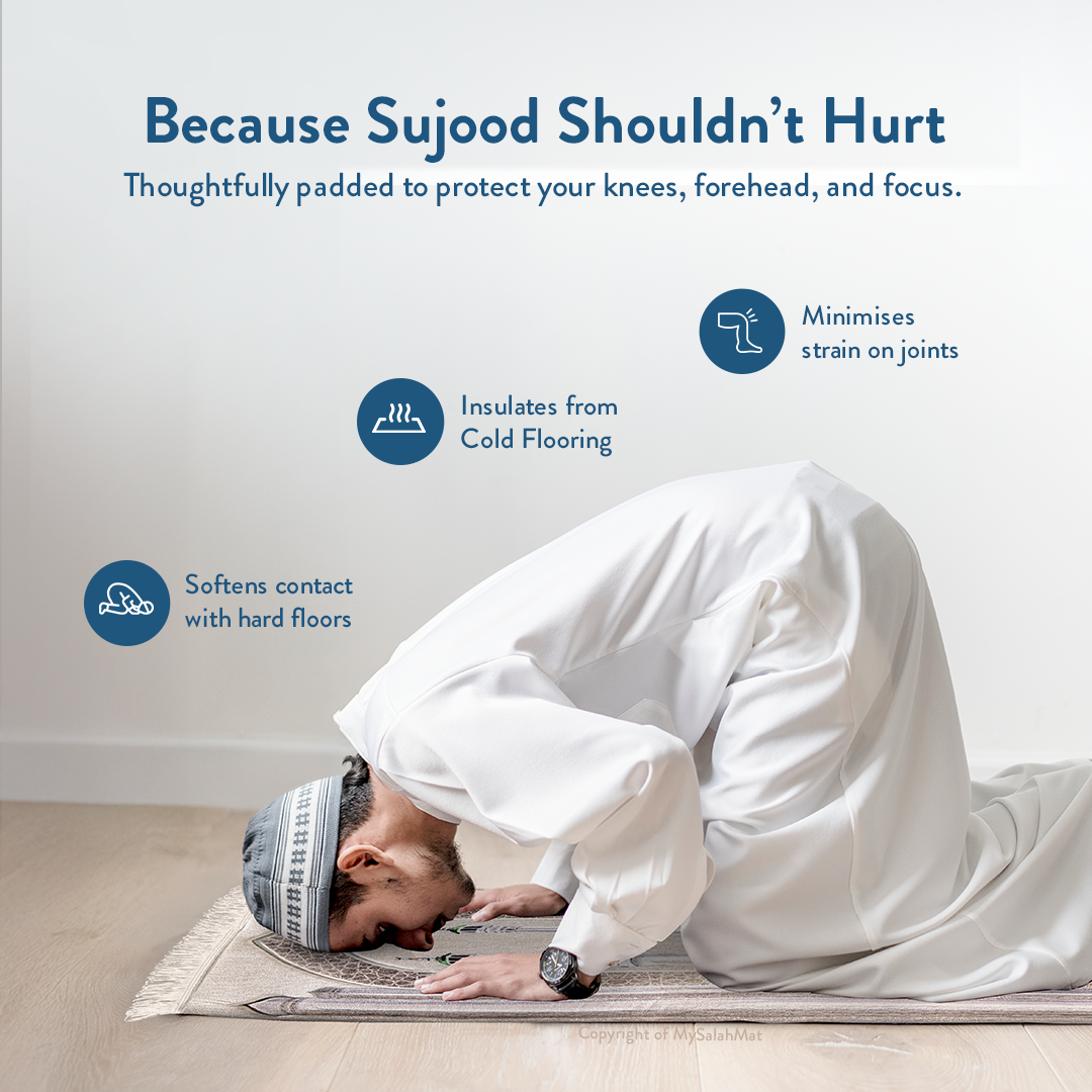 Adult Premium Padded Prayer Mat with Masjid al-Haram Design | Urban Rugs UK