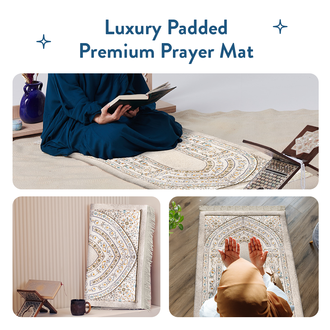 Luxury padded prayer mat with antique Indian arch design – Urban Rugs UK