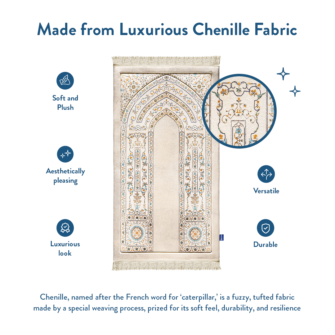 Adult padded prayer mat with antique Indian arch design - Urban Rugs UK