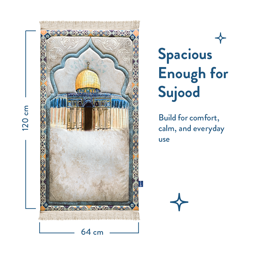 Full view of Dome of the Rock padded prayer mat - Urban Rugs UK