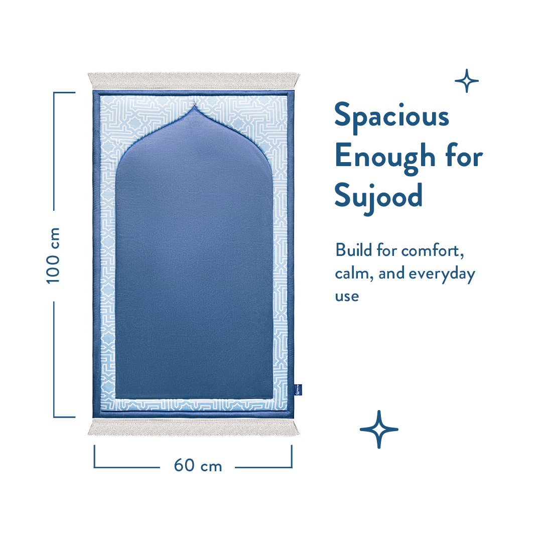 Junior blue padded prayer mat designed for prostrationn