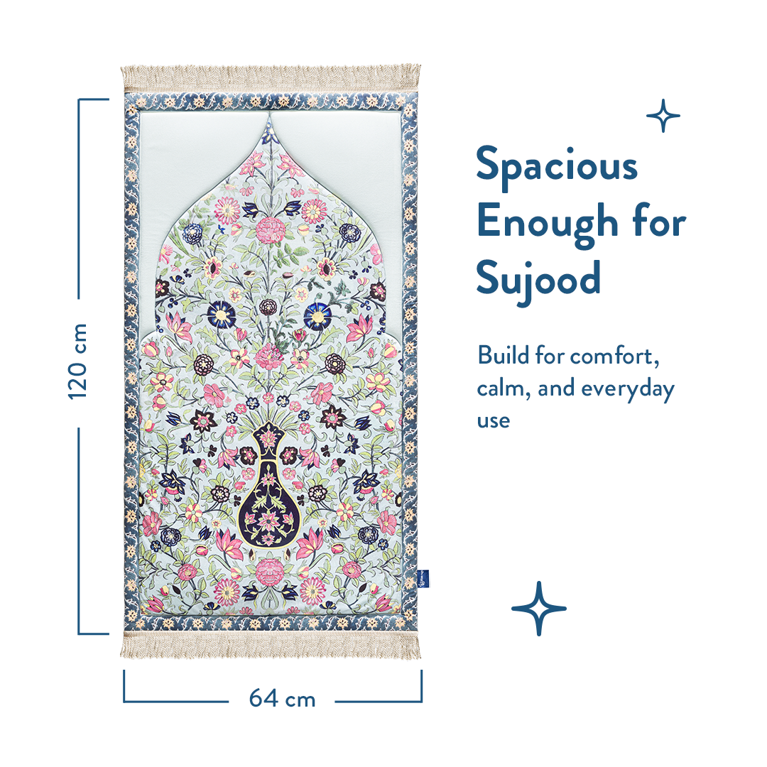 Spring blossom design prayer mat designed for prostration by Urban Rugs UK