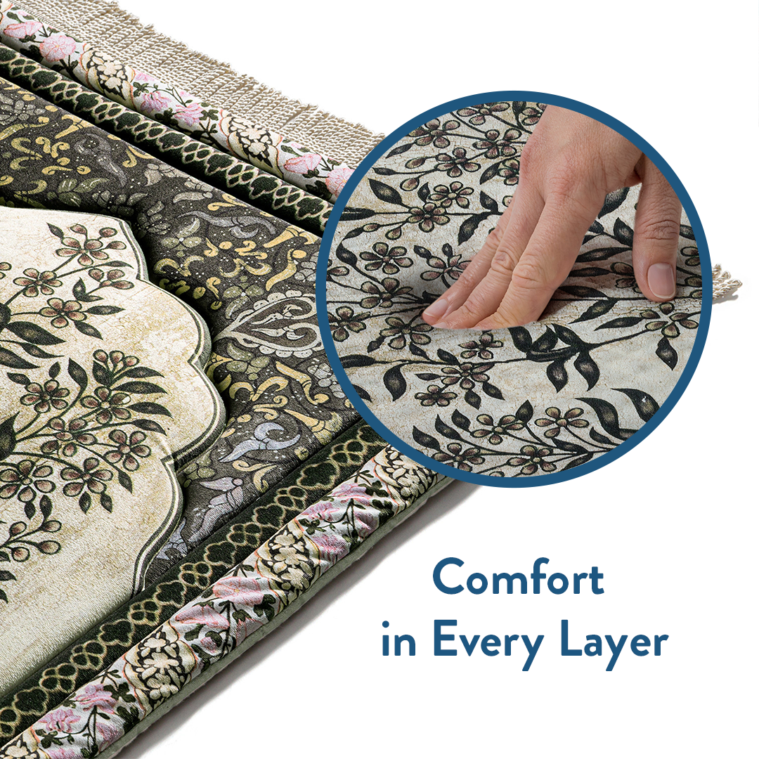 Close-up of soft padded prayer mat by Urban Rugs UK