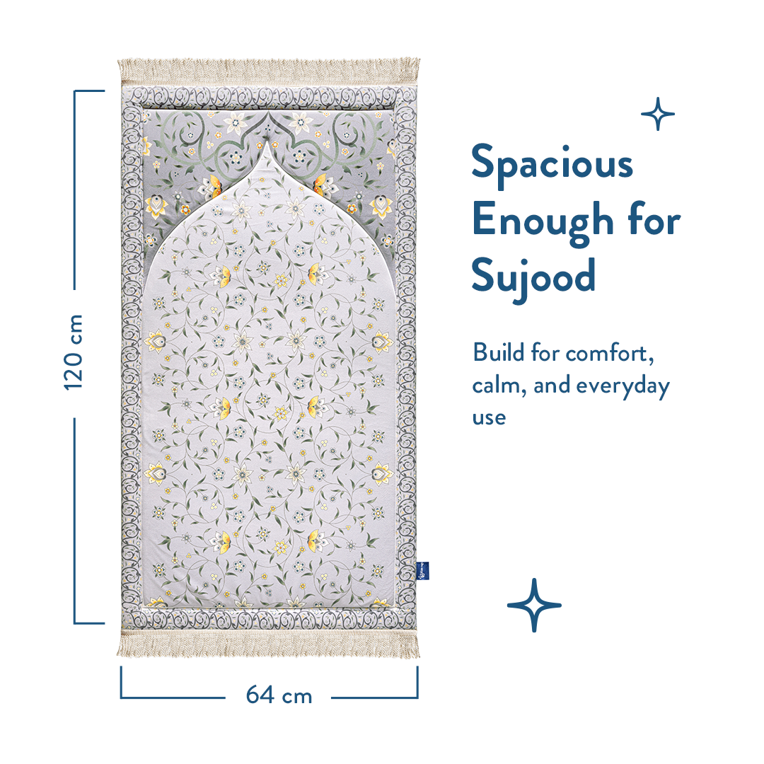 full view of Floral vine design padded prayer mat from Urban Rugs UK
