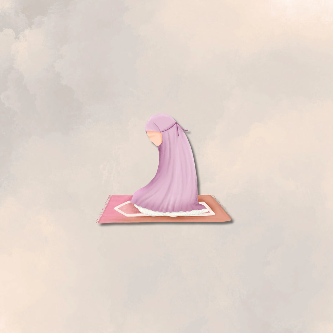 young girl praying on prayer mat