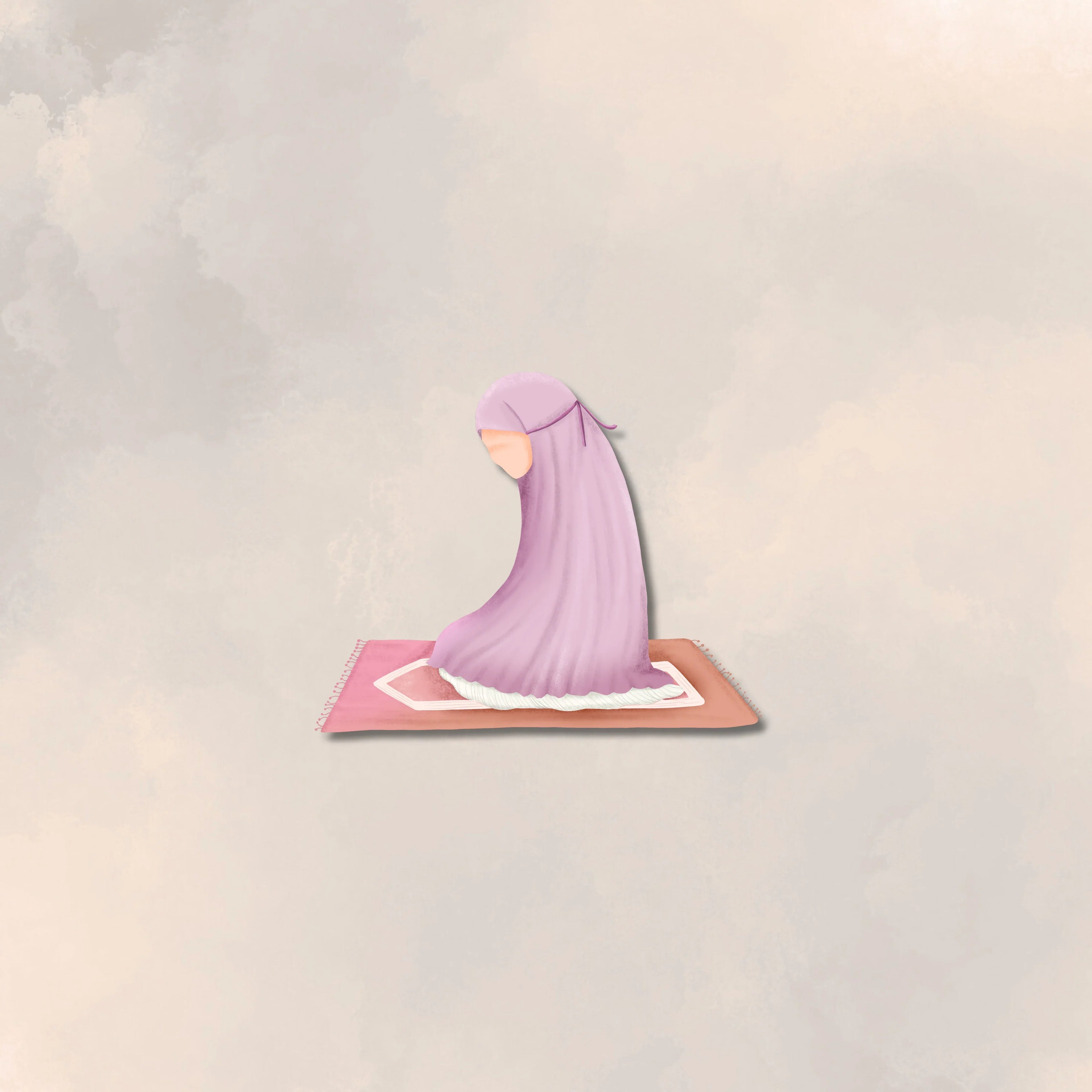 young girl praying on prayer mat