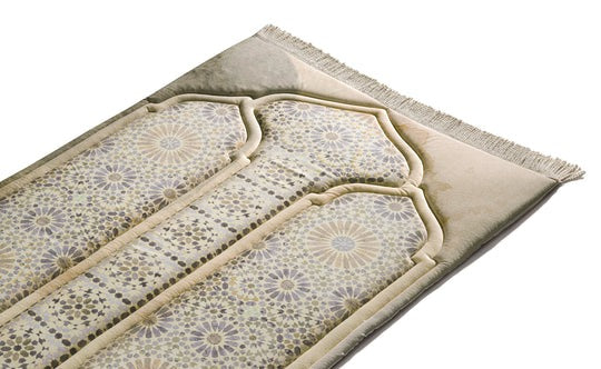 Adult Premium Padded Prayer Mat with Moroccan Mosaic Design