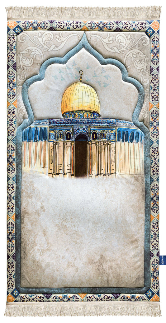 Adult Premium Padded Prayer Mat with Dome of the Rock Design