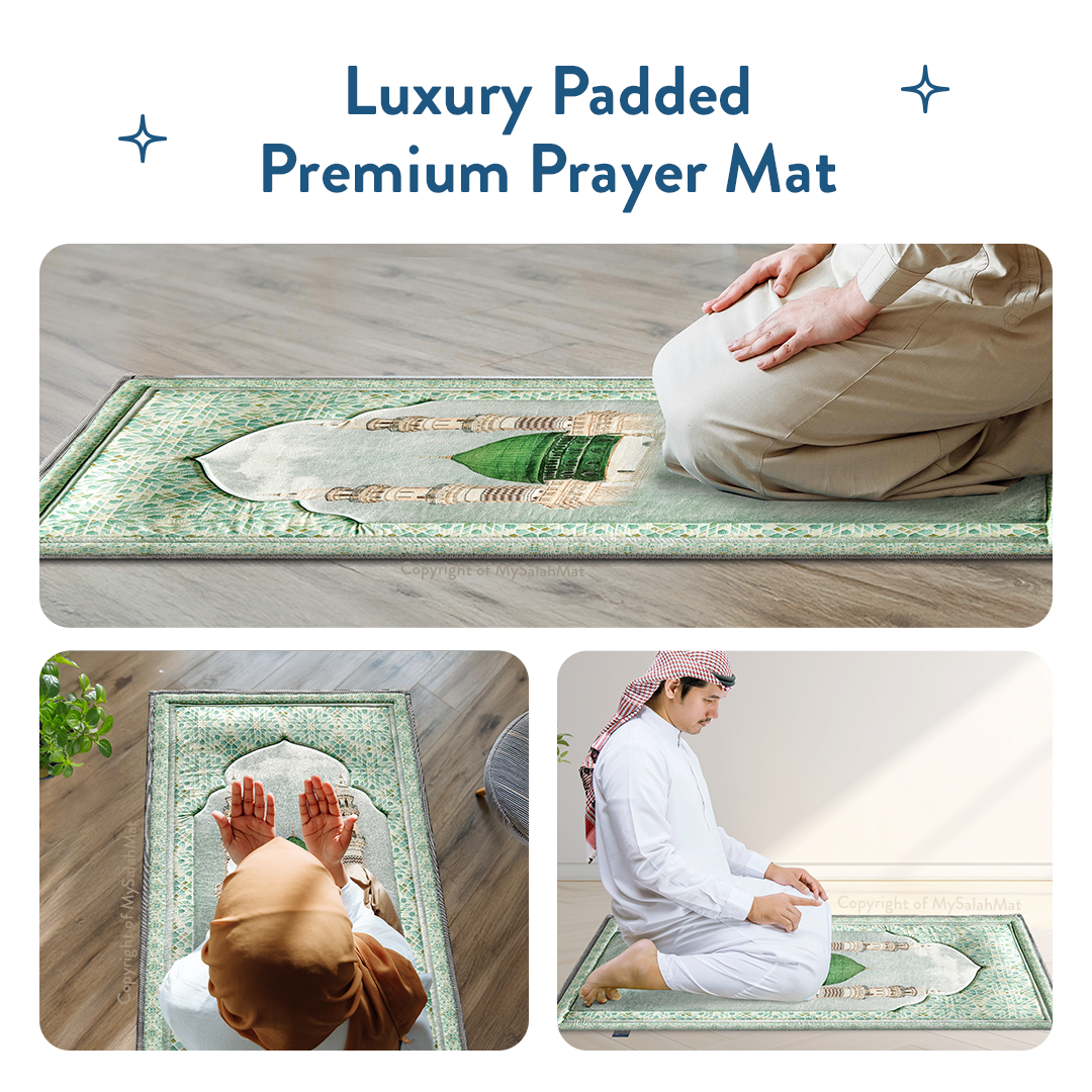 Adult Padded Prayer Mat with Al-Masjid an-Nabawi Design by Urban Rugs UK