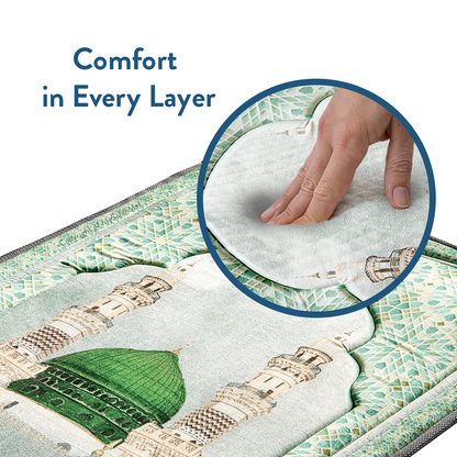 Adult Padded Prayer Mat with Al-Masjid an-Nabawi Design by Urban Rugs UK