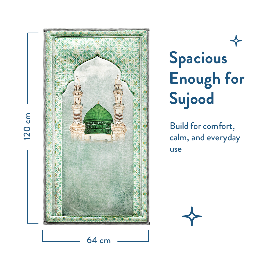 Adult Padded Prayer Mat with Al-Masjid an-Nabawi Design by Urban Rugs UK