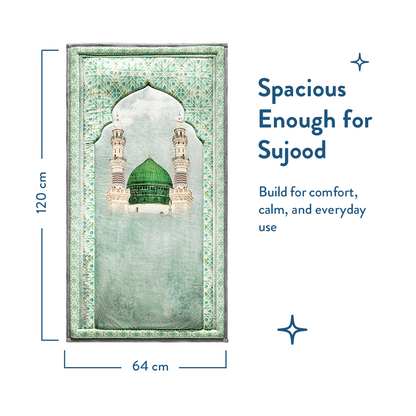 Adult Padded Prayer Mat with Al-Masjid an-Nabawi Design by Urban Rugs UK