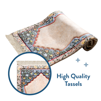 Adult Padded Prayer Mat with Andalus Flowers Design by Urban Rugs UK