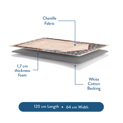 Adult Padded Prayer Mat with Andalus Flowers Design by Urban Rugs UK