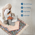 Adult Padded Prayer Mat with Andalus Flowers Design by Urban Rugs UK | A beautiful Ramadan and Eid gift for loved ones