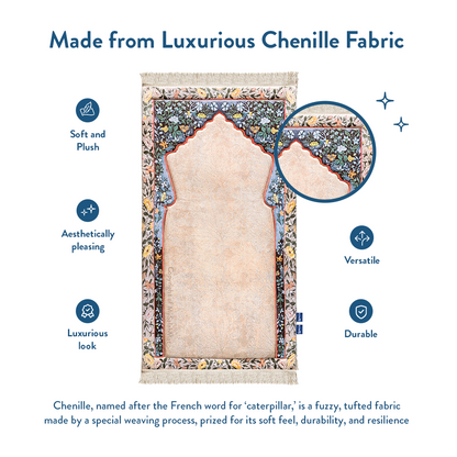 Adult Padded Prayer Mat with Andalus Flowers Design by Urban Rugs UK