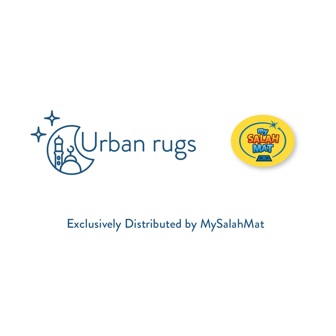 Adult Padded Prayer Mat with Blue Crescent Moon Design | Urban Rugs UK