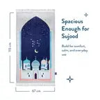 Padded Kids Prayer Mat with Blue Crescent Moon Design | Urban Rugs UK | A beautiful Ramadan and Eid gift for loved ones