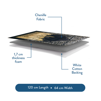 Adult Padded Prayer Mat with Dark Arabic Calligraphy Design by Urban Rugs UK