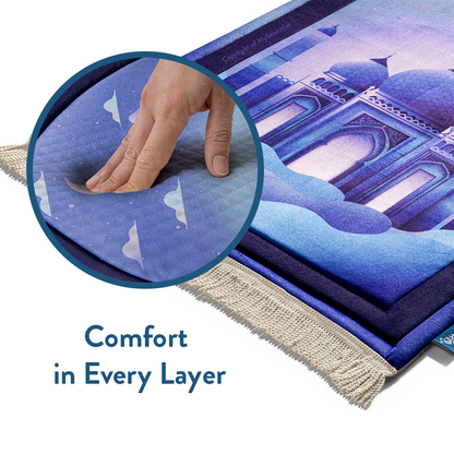 Padded Kids Prayer Mat with Twilight Masjid Design | Urban Rugs UK