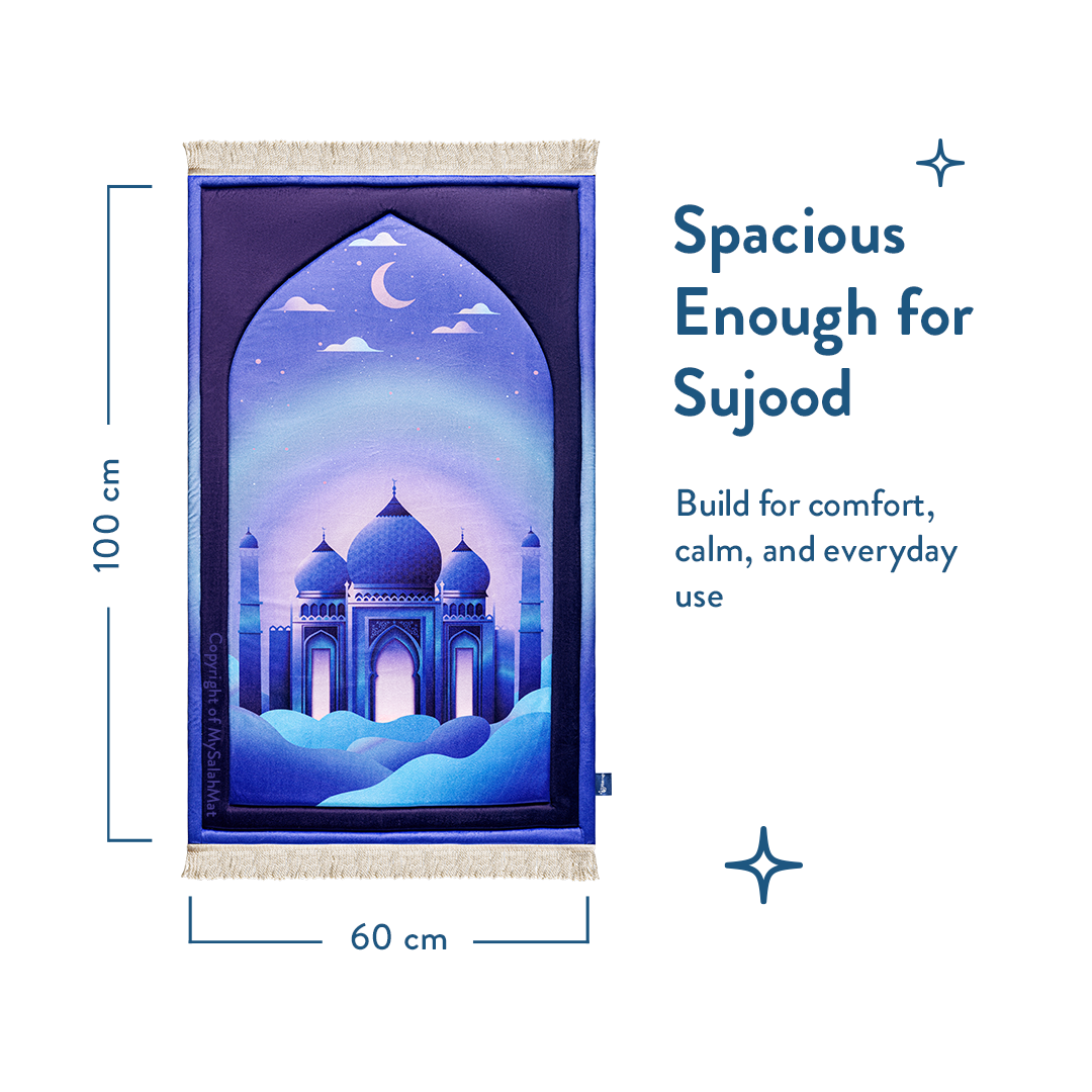 Padded Kids Prayer Mat with Twilight Masjid Design | Urban Rugs UK
