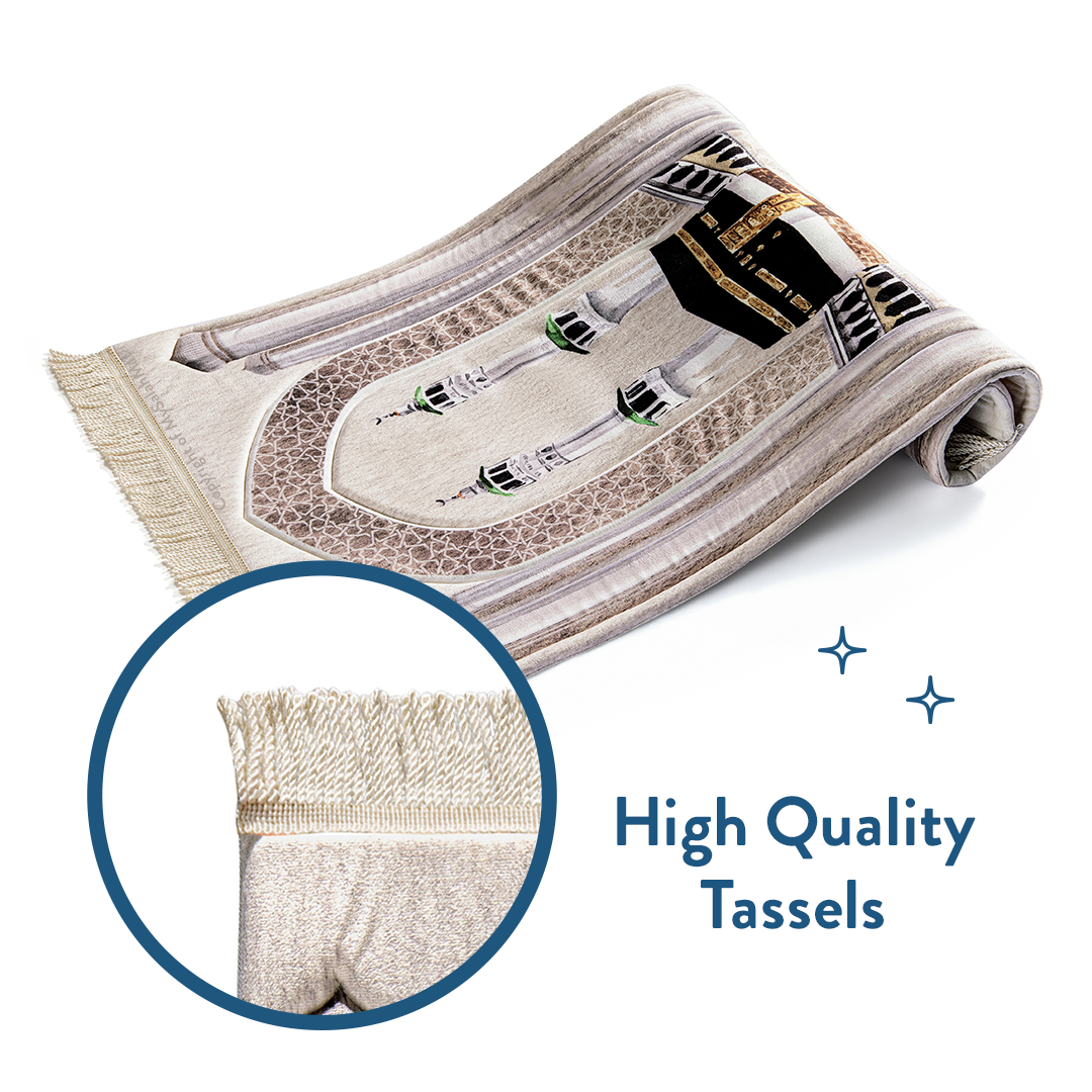 Adult Premium Padded Prayer Mat with Masjid al-Haram Design | Urban Rugs UK | A beautiful Ramadan and Eid gift for loved ones