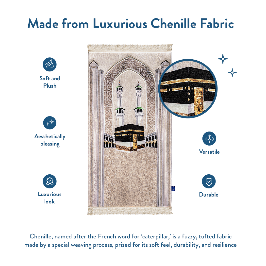 Adult Premium Padded Prayer Mat with Masjid al-Haram Design | Urban Rugs UK | A beautiful Ramadan and Eid gift for loved ones