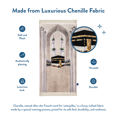Adult Premium Padded Prayer Mat with Masjid al-Haram Design | Urban Rugs UK