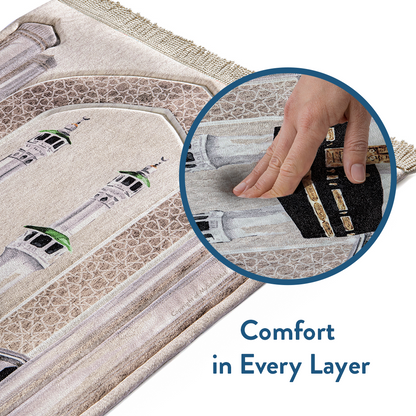 Adult Premium Padded Prayer Mat with Masjid al-Haram Design | Urban Rugs UK
