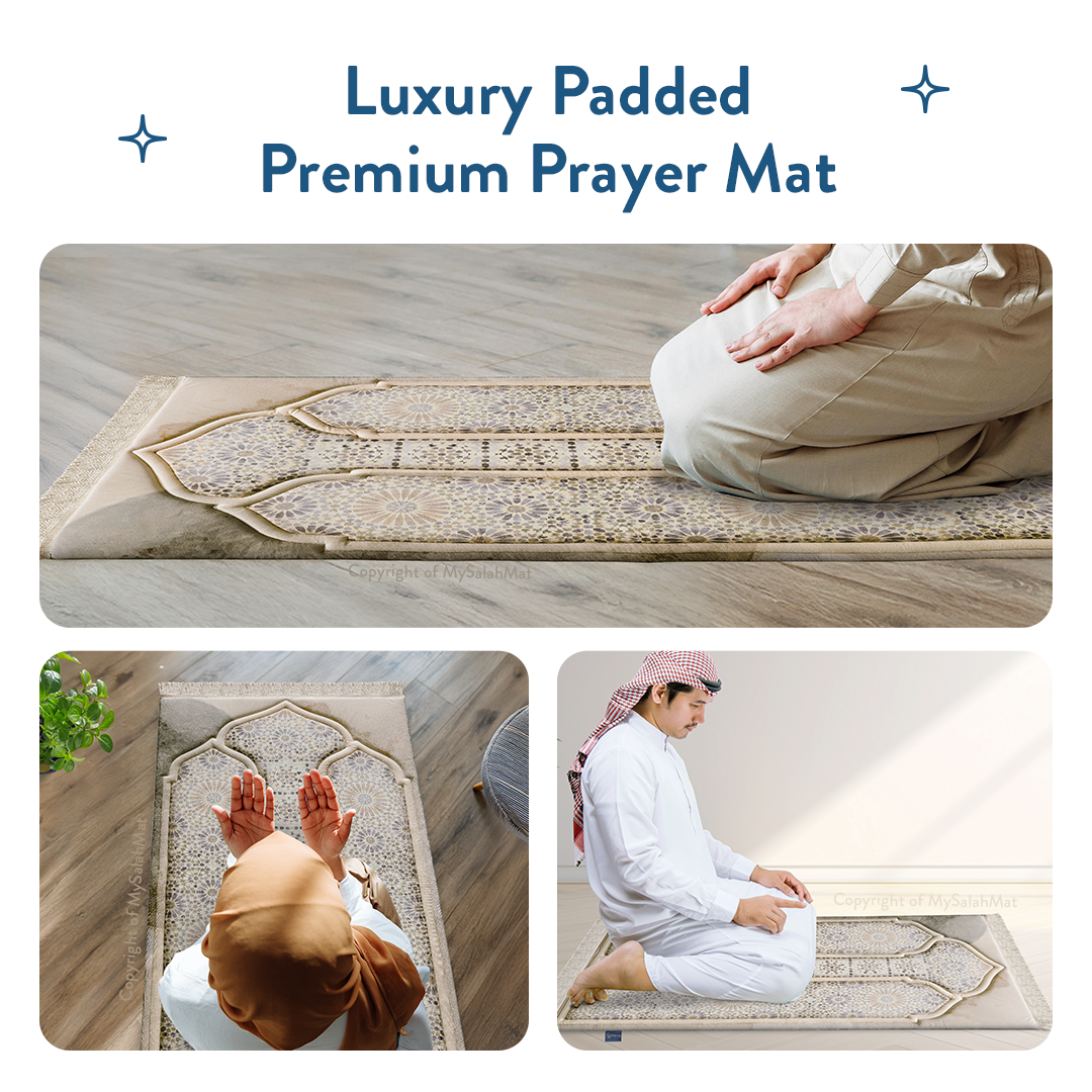 Adult Premium Padded Prayer Mat with Moroccan Mosaic Design | Urban Rugs UK