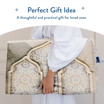 Adult Premium Padded Prayer Mat with Moroccan Mosaic Design | Urban Rugs UK