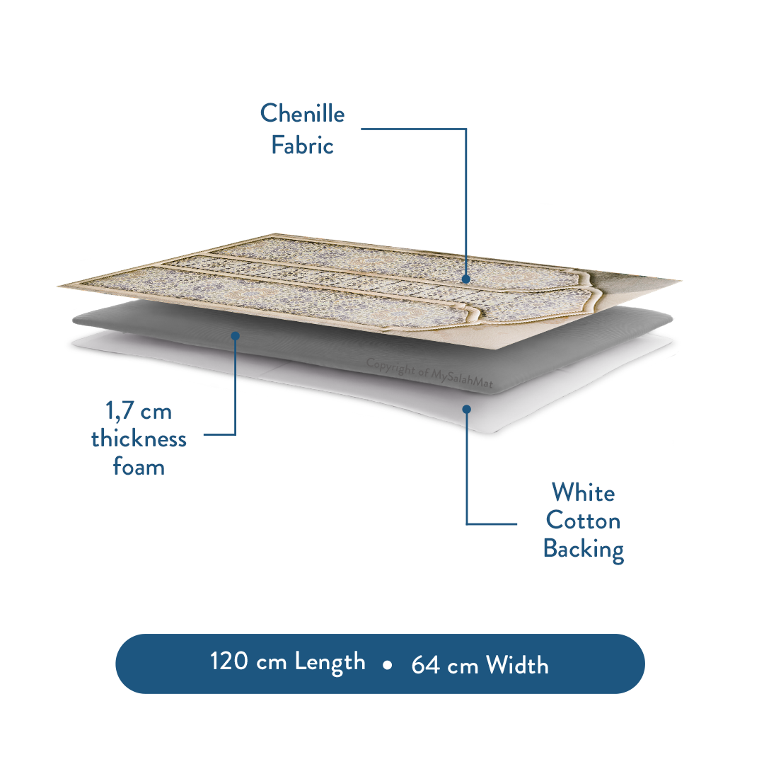 Adult Premium Padded Prayer Mat with Moroccan Mosaic Design | Urban Rugs UK | A beautiful Ramadan and Eid gift for loved ones