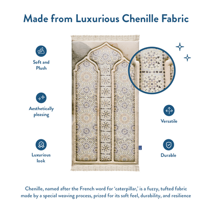 Adult Premium Padded Prayer Mat with Moroccan Mosaic Design | Urban Rugs UK