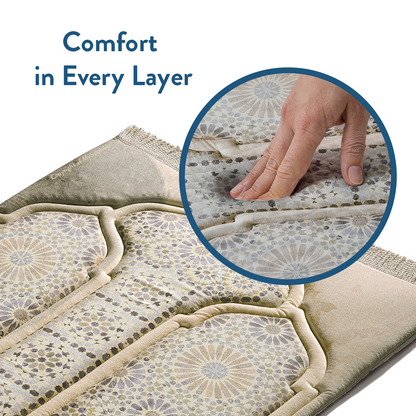 Adult Premium Padded Prayer Mat with Moroccan Mosaic Design | Urban Rugs UK