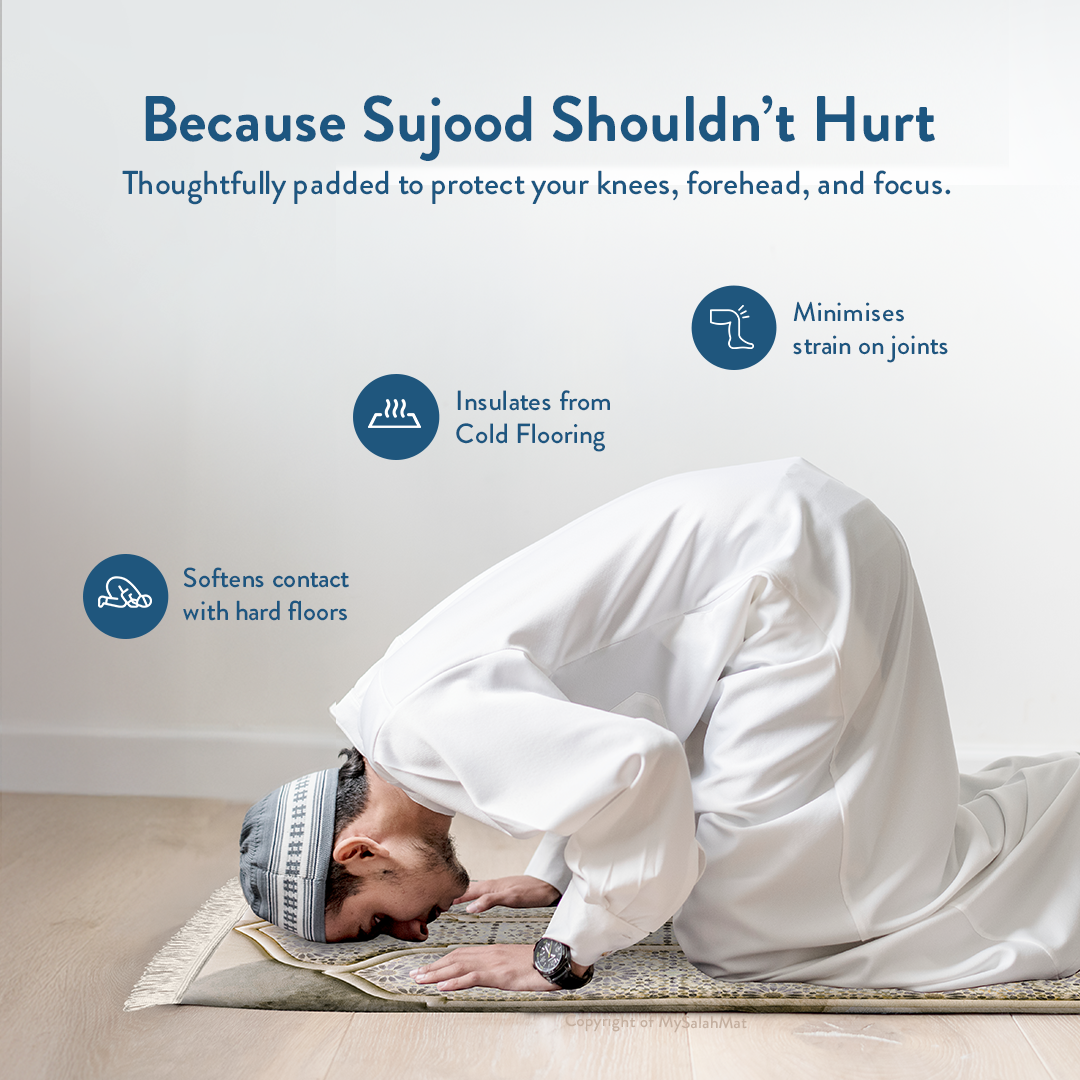 Adult Premium Padded Prayer Mat with Moroccan Mosaic Design | Urban Rugs UK