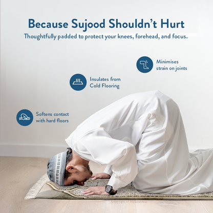Adult Premium Padded Prayer Mat with Moroccan Mosaic Design | Urban Rugs UK