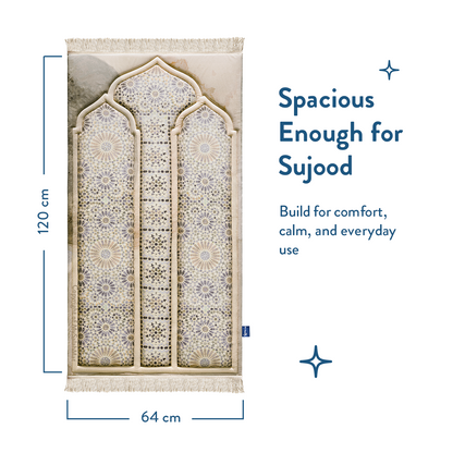 Adult Premium Padded Prayer Mat with Moroccan Mosaic Design | Urban Rugs UK
