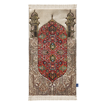 Adult Padded Prayer Mat with Reddish Flory Design by Urban Rugs UK