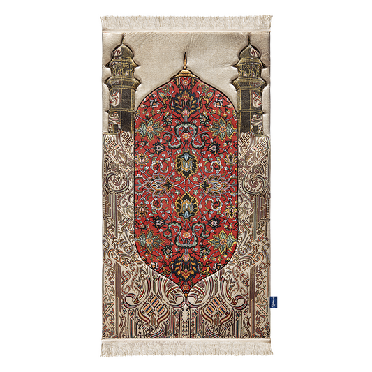 Adult Padded Prayer Mat with Reddish Flory Design by Urban Rugs UK