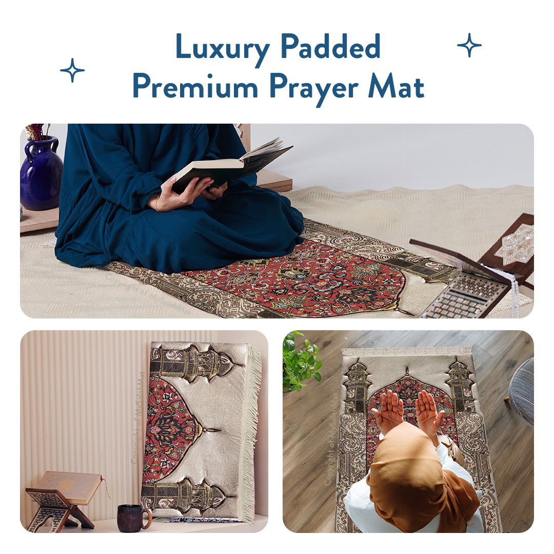 Adult Padded Prayer Mat with Reddish Flory Design by Urban Rugs UK