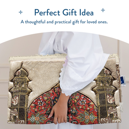 Adult Padded Prayer Mat with Reddish Flory Design by Urban Rugs UK