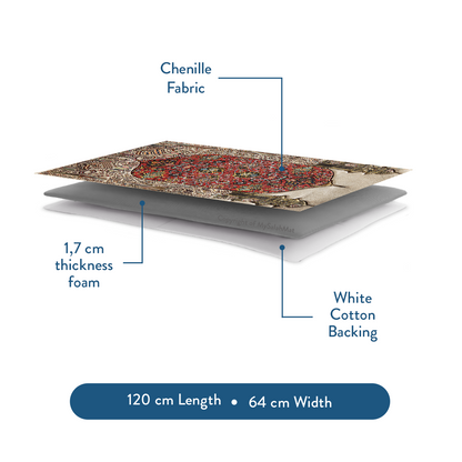 Adult Padded Prayer Mat with Reddish Flory Design by Urban Rugs UK