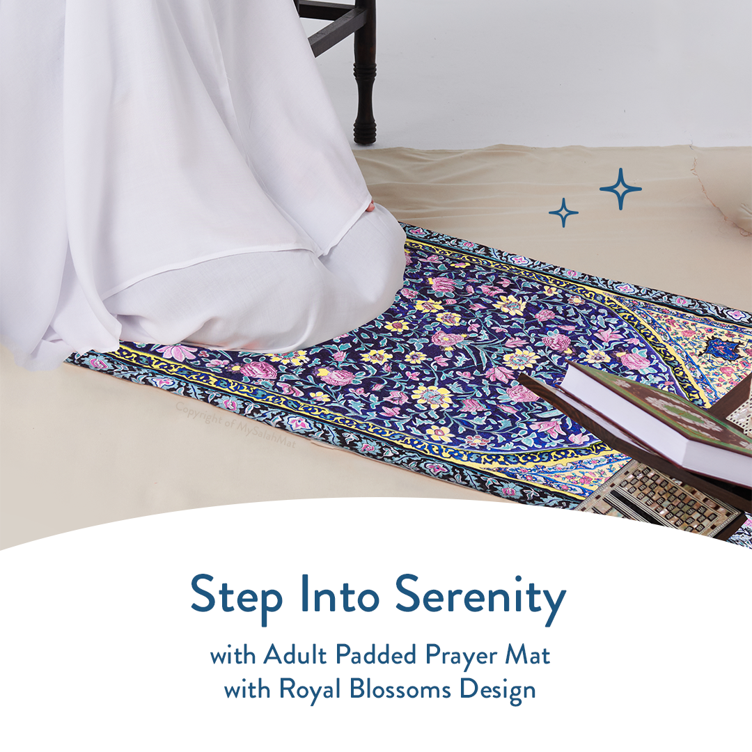 Adult Premium Padded Prayer Mat with Royal Blossoms Design | Urban Rugs UK