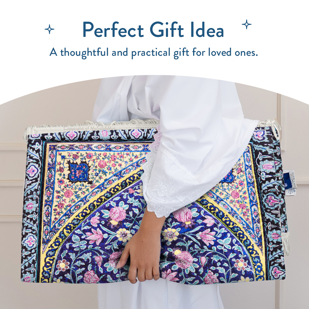 Adult Premium Padded Prayer Mat with Royal Blossoms Design | Urban Rugs UK