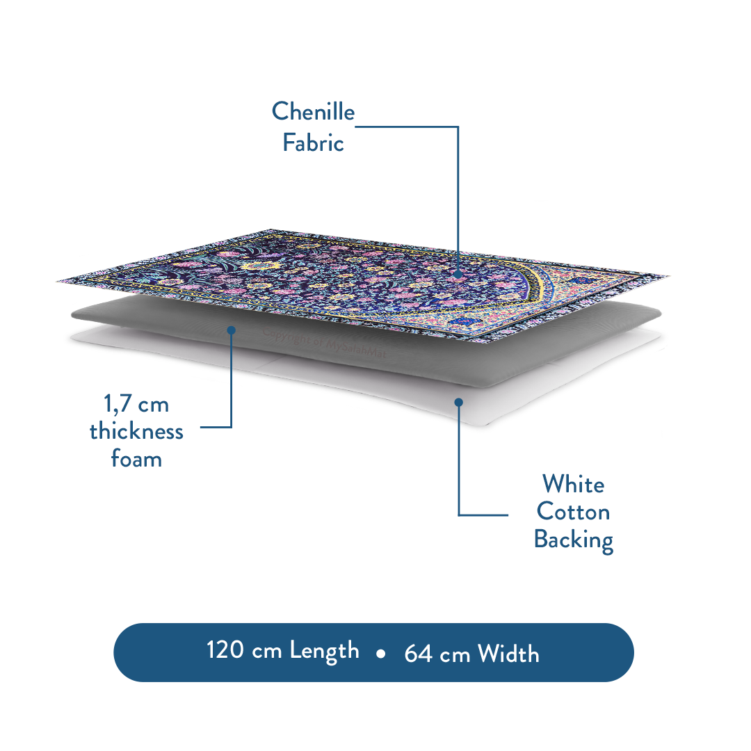 Adult Premium Padded Prayer Mat with Royal Blossoms Design | Urban Rugs UK