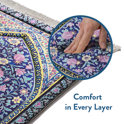 Adult Premium Padded Prayer Mat with Royal Blossoms Design | Urban Rugs UK