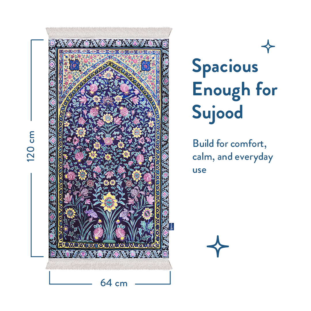 Adult Premium Padded Prayer Mat with Royal Blossoms Design | Urban Rugs UK