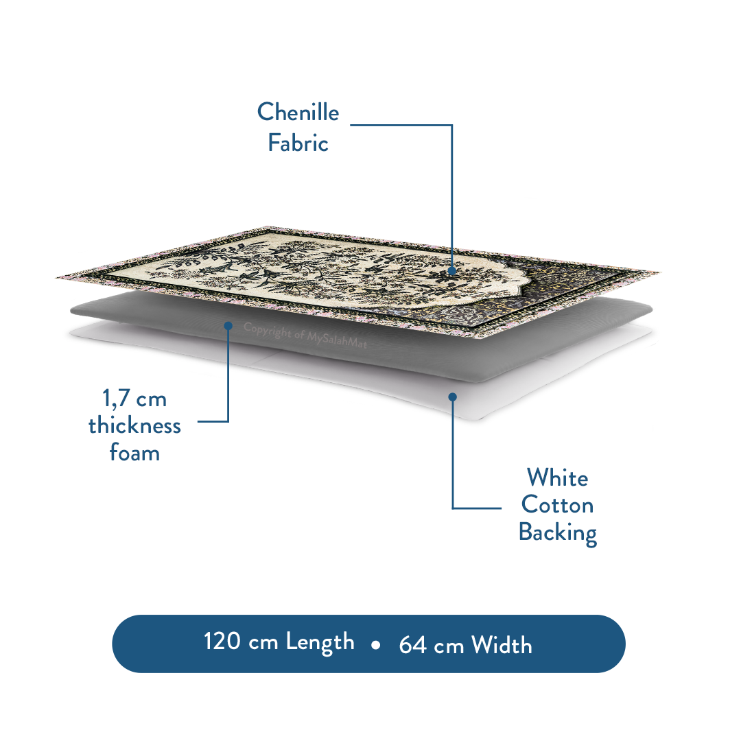 Adult Premium Padded Prayer Mat with Vintage Botanical Design | Urban Rugs UK | A beautiful Ramadan and Eid gift for loved ones
