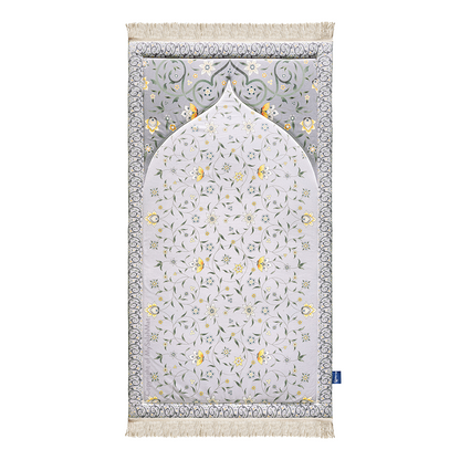 Adult Premium Padded Prayer Mat with Yellow Floral Vine Design | Urban Rugs UK